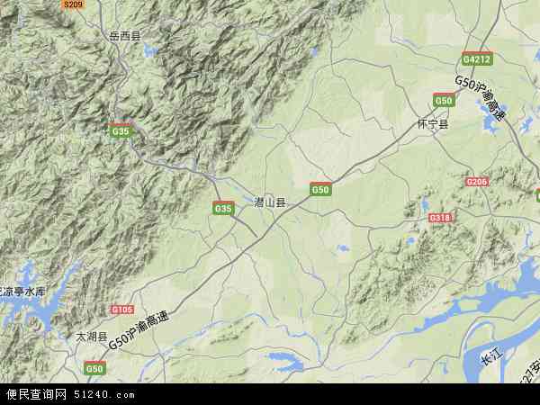 中国安徽省安庆市潜山县地图(卫星地图)图片