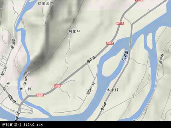 中国四川省雅安市雨城区青江地图(卫星地图)图片
