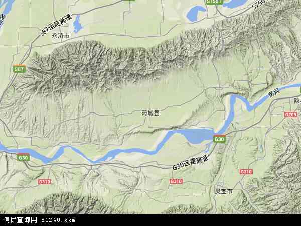 中国山西省运城市芮城县地图(卫星地图)图片