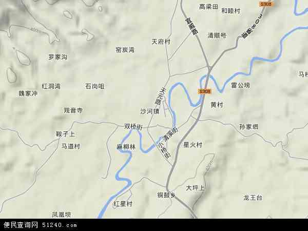 中国四川省宜宾市高县沙河镇地图(卫星地图)图片