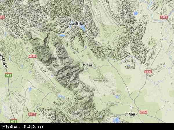 中国广西壮族自治区南宁市上林县地图(卫星地图)