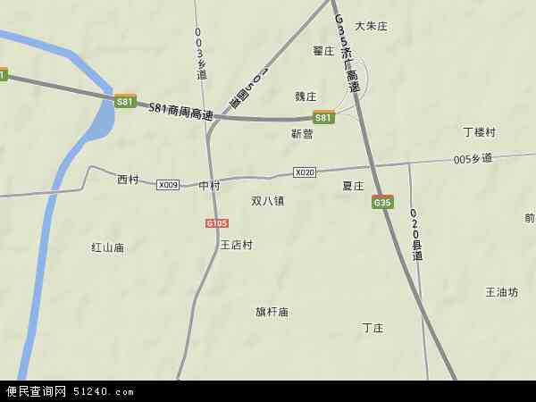 中国河南省商丘市梁园区双八镇地图(卫星地图)图片