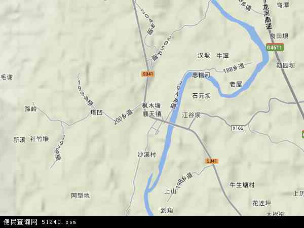中国广东省河源市东源县顺天镇地图(卫星地图)图片