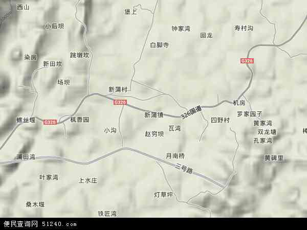 中国贵州省遵义市红花岗区新蒲镇地图(卫星地图)图片