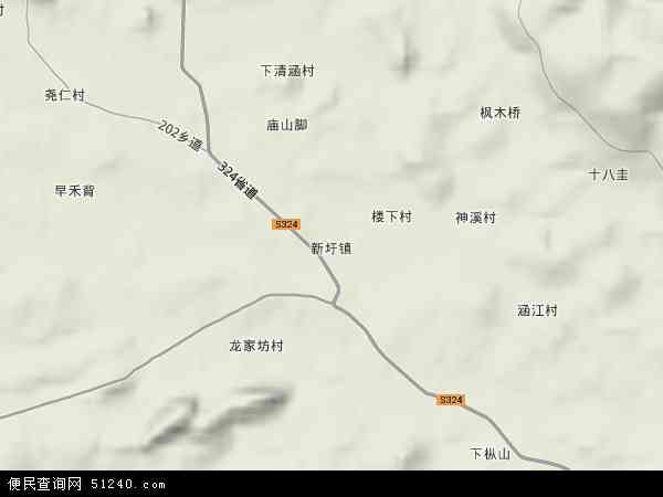中国湖南省永州市蓝山县新圩镇地图(卫星地图)图片
