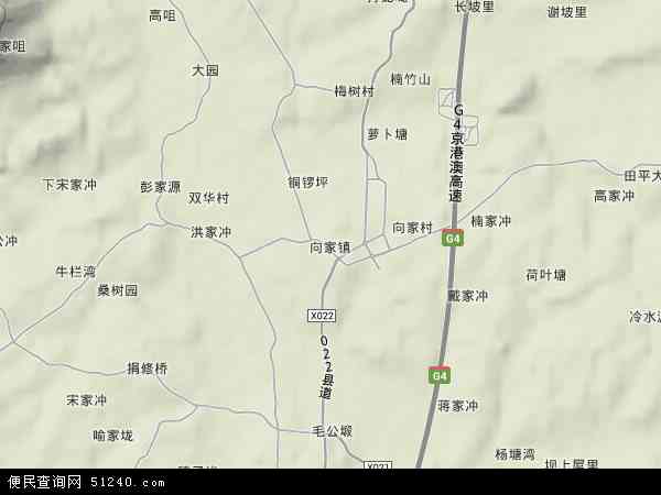 中国湖南省岳阳市平江县向家镇地图(卫星地图)图片