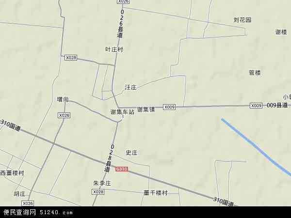 中国河南省商丘市梁园区谢集镇地图(卫星地图)