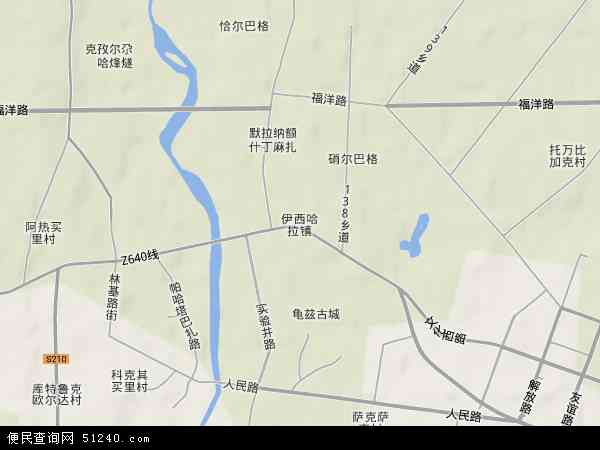中国新疆维吾尔自治区阿克苏地区库车县依西哈拉镇地图(卫星地图)图片