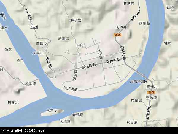 中国湖南省怀化市沅陵县沅陵镇地图(卫星地图)