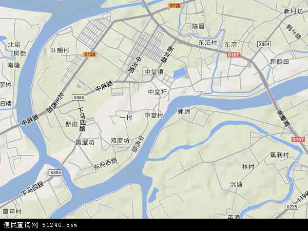 中堂村地形地图图片