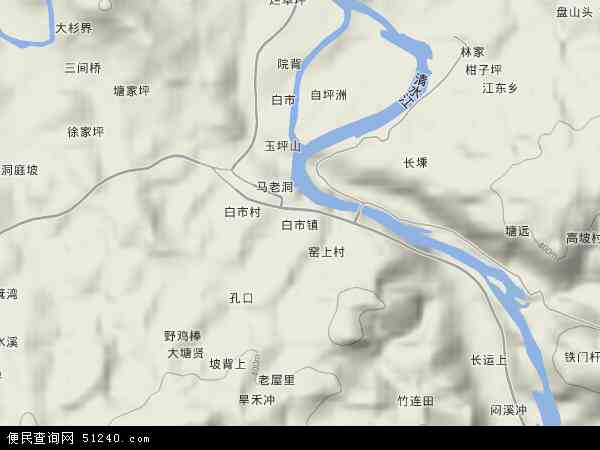 中国贵州省黔东南苗族侗族自治州天柱县白市镇地图(卫星地图)
