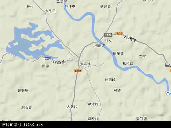 中国广西壮族自治区贵港市桂平市大洋镇地图(卫星地图)图片