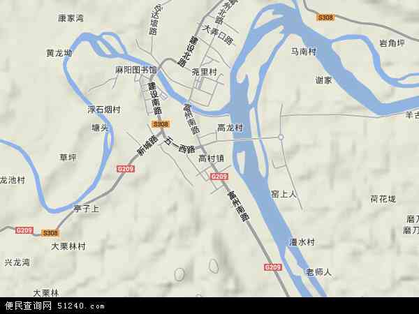 中国湖南省怀化市麻阳苗族自治县高村镇地图(卫星地图)