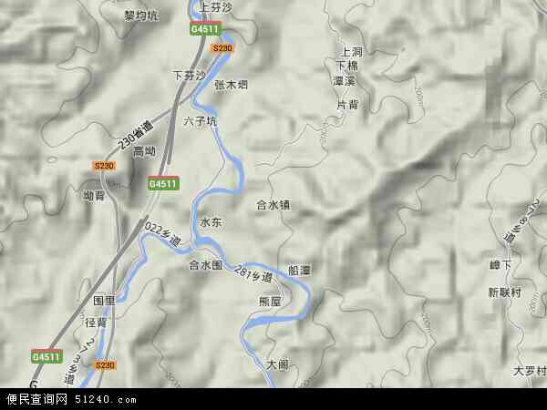 中国广东省河源市和平县合水镇地图(卫星地图)图片