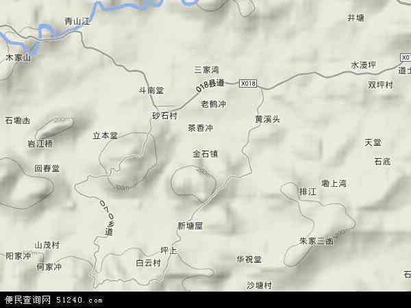 中国湖南省娄底市涟源市金石镇地图(卫星地图)