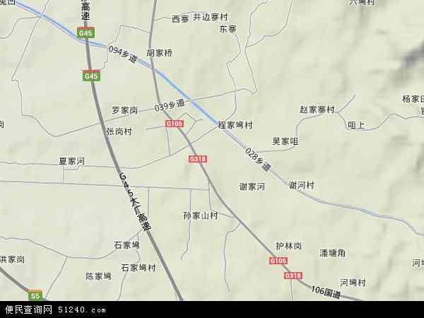 中国湖北省黄冈市团风县淋山河镇地图(卫星地图)图片