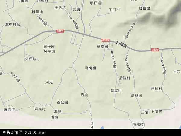 中国广东省茂名市电白县麻岗镇地图(卫星地图)图片