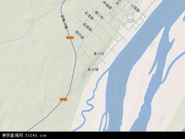 中国黑龙江省哈尔滨市通河县清河镇地图(卫星地图)图片