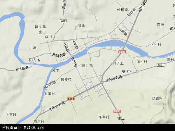 中国江西省吉安市遂川县泉江镇地图(卫星地图)图片