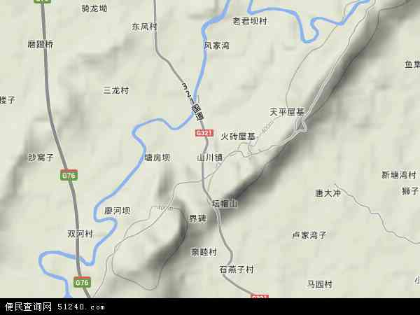 中国四川省内江市隆昌县山川镇地图(卫星地图)图片