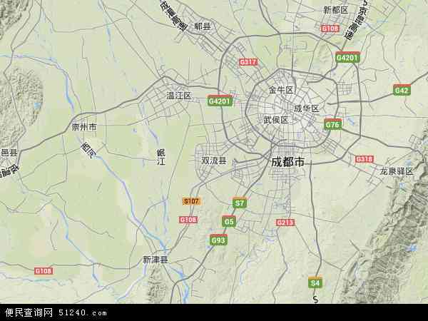 中国四川省成都市双流县地图(卫星地图)