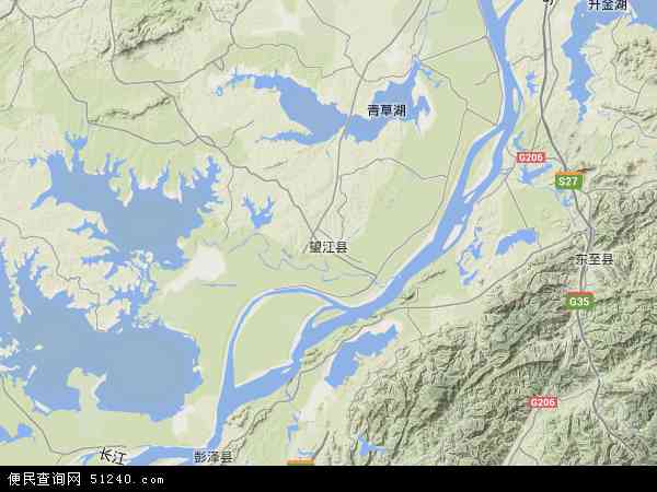 中国安徽省安庆市望江县地图(卫星地图)