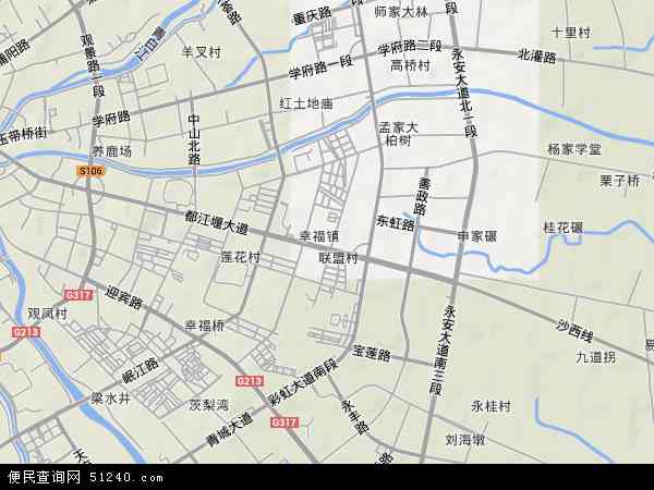 中国四川省成都市都江堰市幸福镇地图(卫星地图)