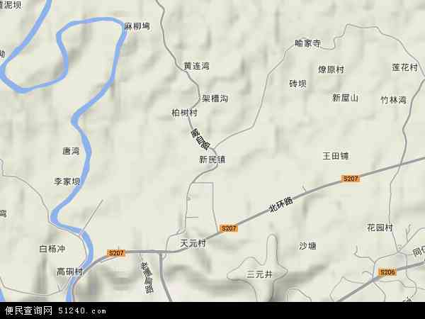 中国四川省自贡市大安区新民镇地图(卫星地图)图片