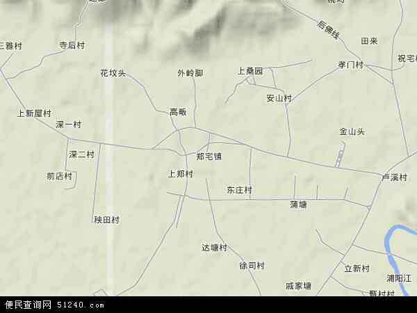 中国浙江省金华市浦江县郑宅镇地图(卫星地图)图片