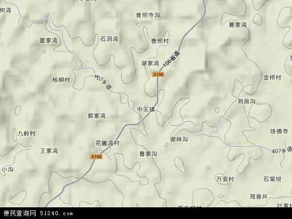 中国四川省资阳市乐至县中天镇地图(卫星地图)图片