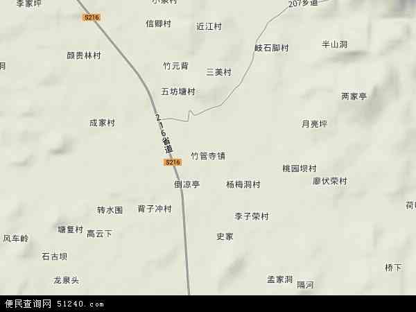 中国湖南省永州市蓝山县竹管寺镇地图(卫星地图)图片