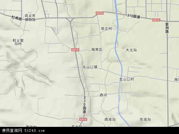 中国河南省郑州市巩义市北山口镇地图(卫星地图)图片