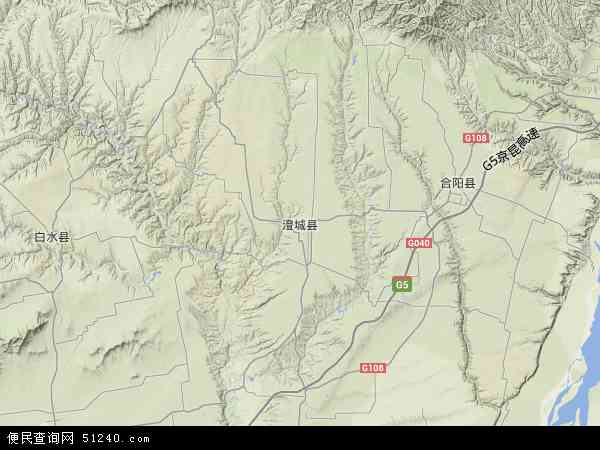 中国陕西省渭南市澄城县地图(卫星地图)图片