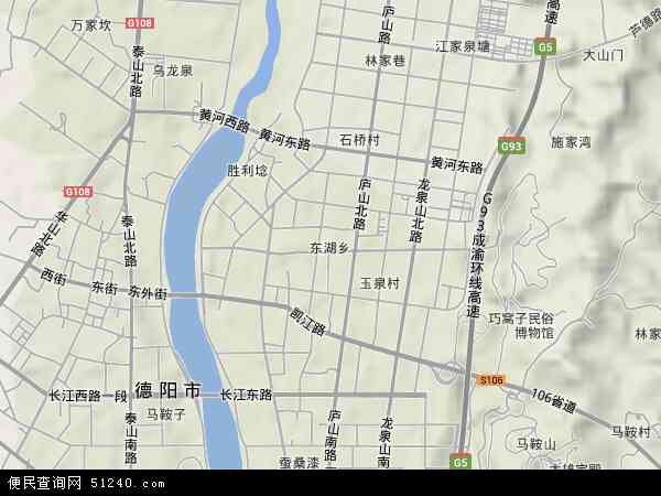 中国四川省德阳市旌阳区东湖乡地图(卫星地图)图片