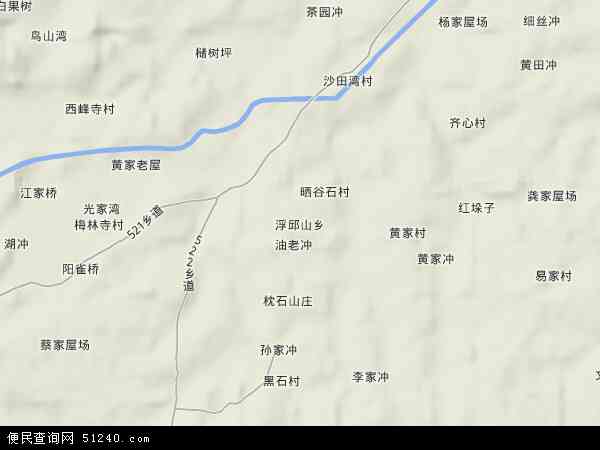 中国湖南省益阳市桃江县浮丘山乡地图(卫星地图)图片