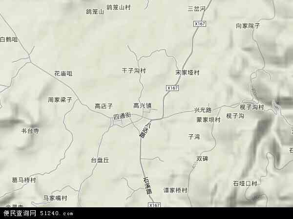 中国四川省广安市华蓥市高兴镇地图(卫星地图)图片