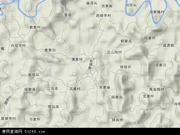 中国四川省南充市西充县槐树镇地图(卫星地图