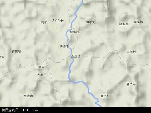 中国四川省遂宁市 /strong>安居区会龙镇地图(卫星地图)图片