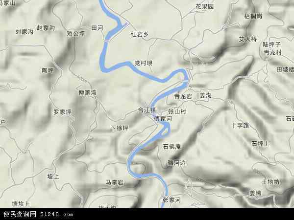 中国四川省雅安市雨城区合江镇地图(卫星地图)图片