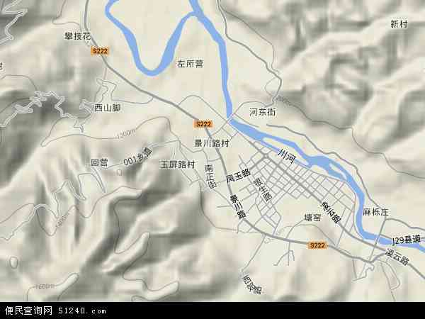 中国云南省普洱市景东彝族自治县锦屏镇地图(卫星地图)图片