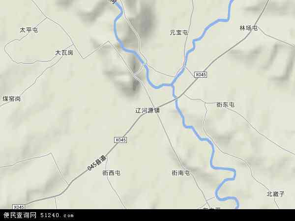 中国吉林省辽源市东辽县辽河源镇地图(卫星地图)图片