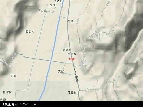 中国云南省大理白族自治州洱源县牛街乡地图(卫星地图)图片