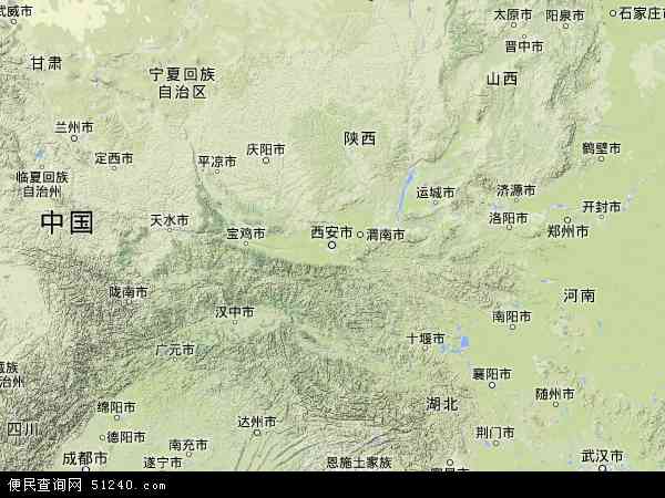 中国陕西省地图(卫星地图)图片