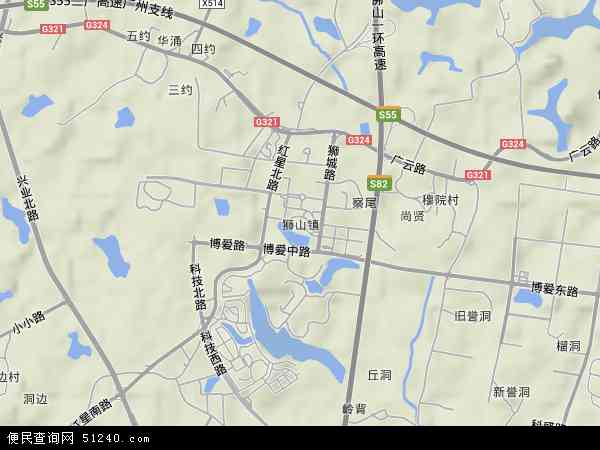 中国广东省佛山市南海区狮山镇地图(卫星地图
