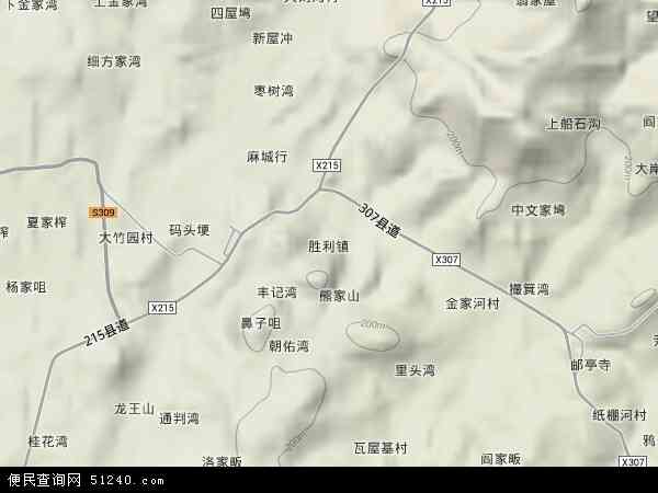 中国湖北省黄冈市罗田县胜利镇地图(卫星地图)图片