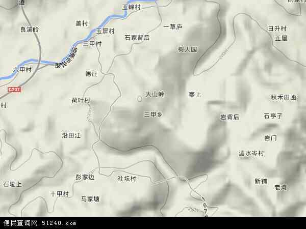 中国湖南省娄底市涟源市三甲乡地图(卫星地图)图片