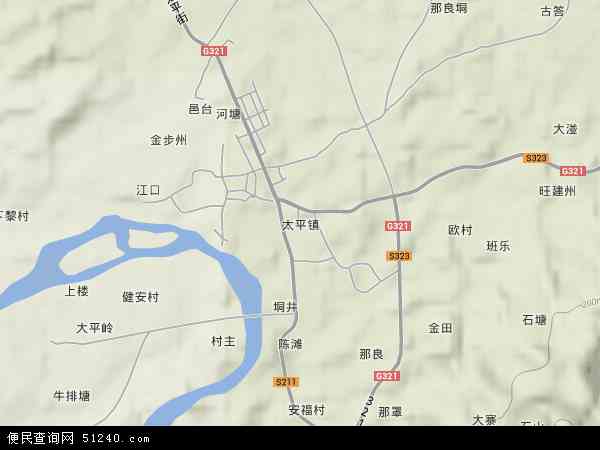 中国广西壮族自治区梧州市藤县太平镇地图(卫星地图)图片