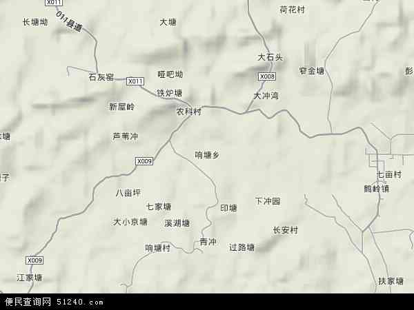 中国湖南省湘潭市雨湖区响塘乡地图(卫星地图)图片