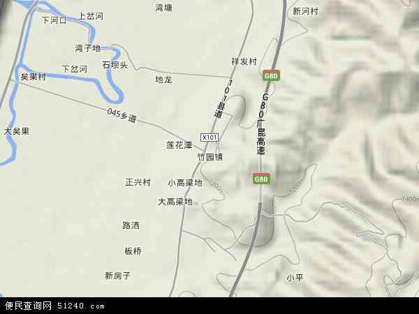 中国云南省红河哈尼族彝族自治州弥勒市竹园镇地图(卫星地图)图片