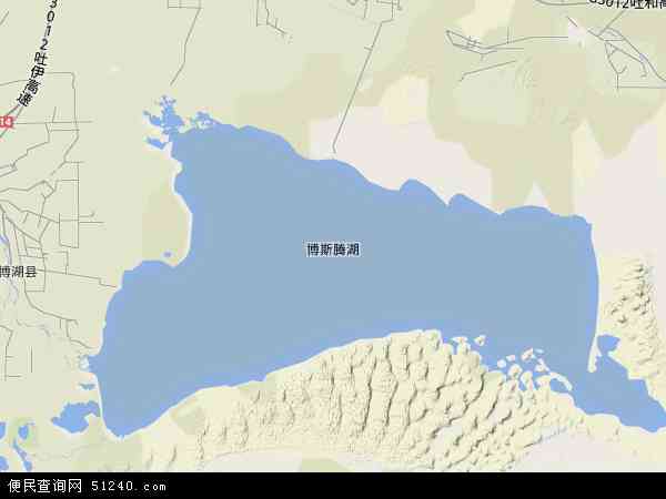 中国新疆维吾尔自治区巴音郭楞蒙古自治州博湖县博斯腾湖乡地图(卫星图片
